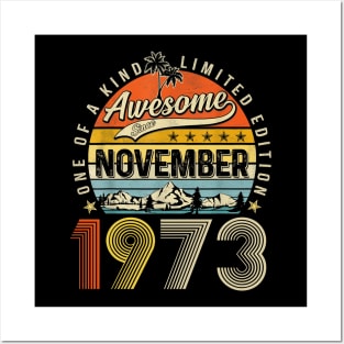 Awesome Since November 1973 Vintage 50th Birthday Posters and Art